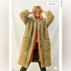 Free people long knit dolman duvet green